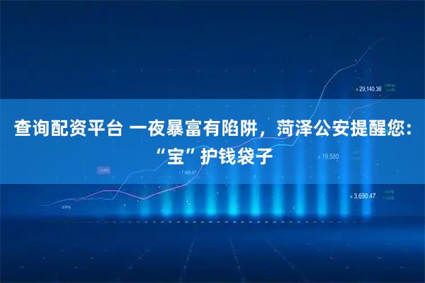 查询配资平台 一夜暴富有陷阱，菏泽公安提醒您:“宝”护钱袋子